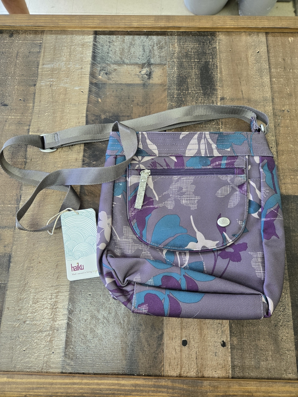 Haiku Purple Teal Floral Crossbody Bag